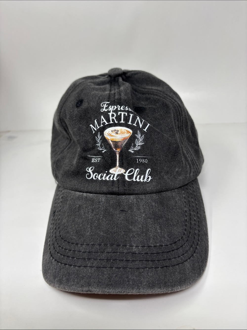 Espresso Martini Social Club Embroidered Baseball Cap - Charcoal